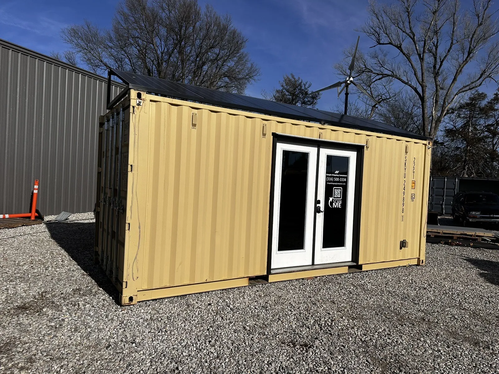 Conteneur maritime de 20 pieds, bureau solaire et hors réseau