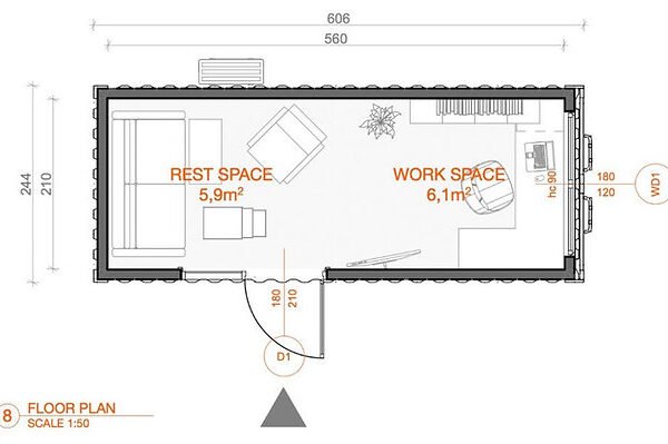 Conteneur bureau de 15 m² – clé en main – Image 4
