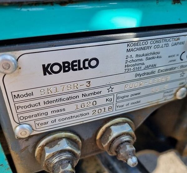 Kobelco SK17 SR-3 (2018) – Mini Pelle 1,7T – 800 h – Compacte – Image 14